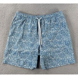 Faherty Swim Trunks Mens Large 7" Inseam Orchid Frond Floral Print Blue